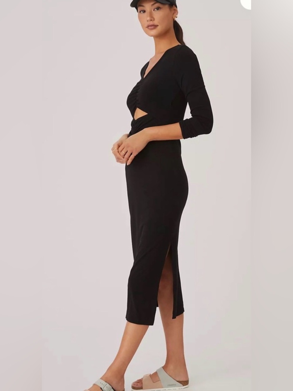 T.LA Anthro Black Ruched dress small